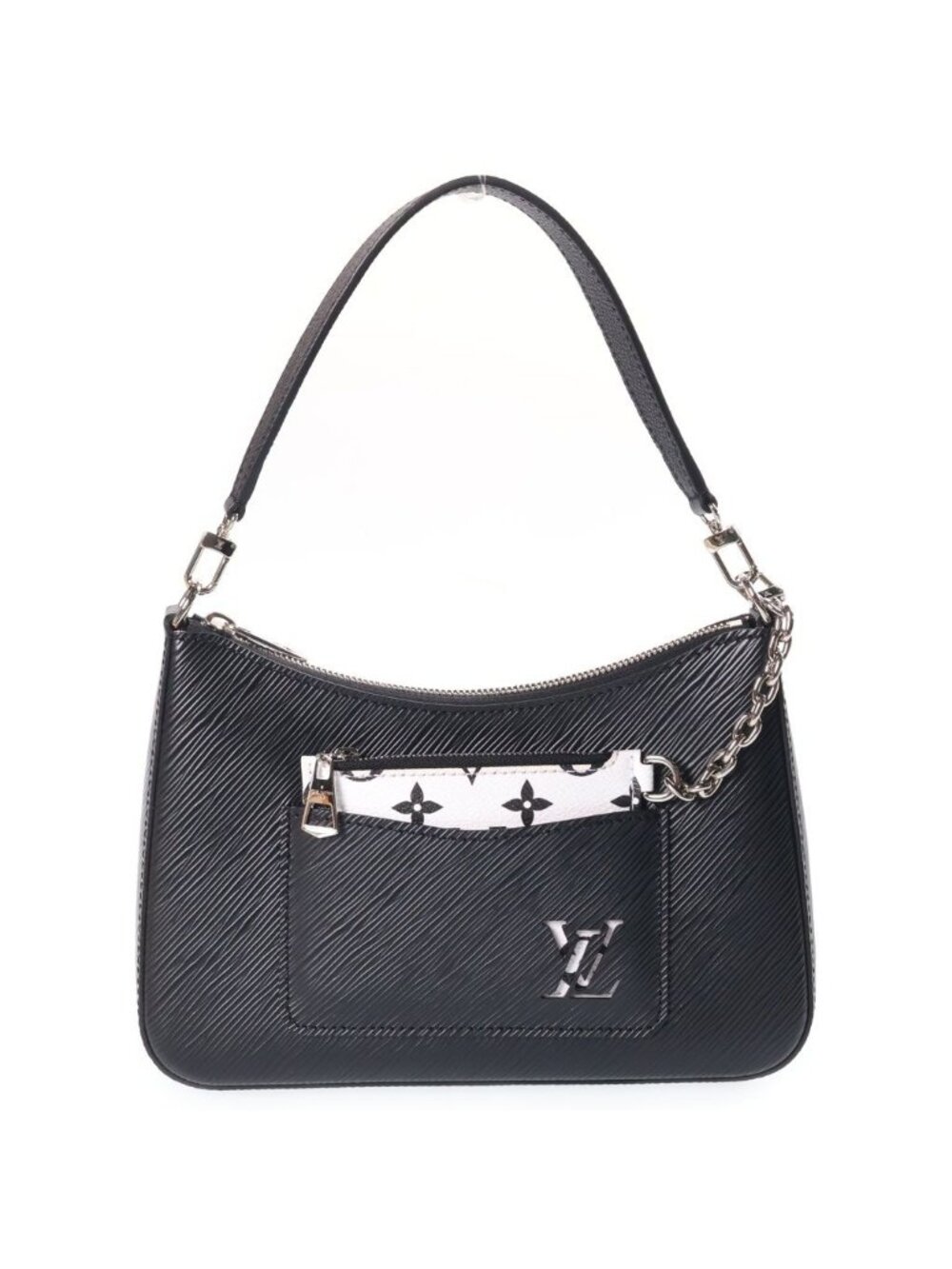 Louis Vuitton Epi Marelle 2-Way Shoulder Bag Black Noir White Leather Silver